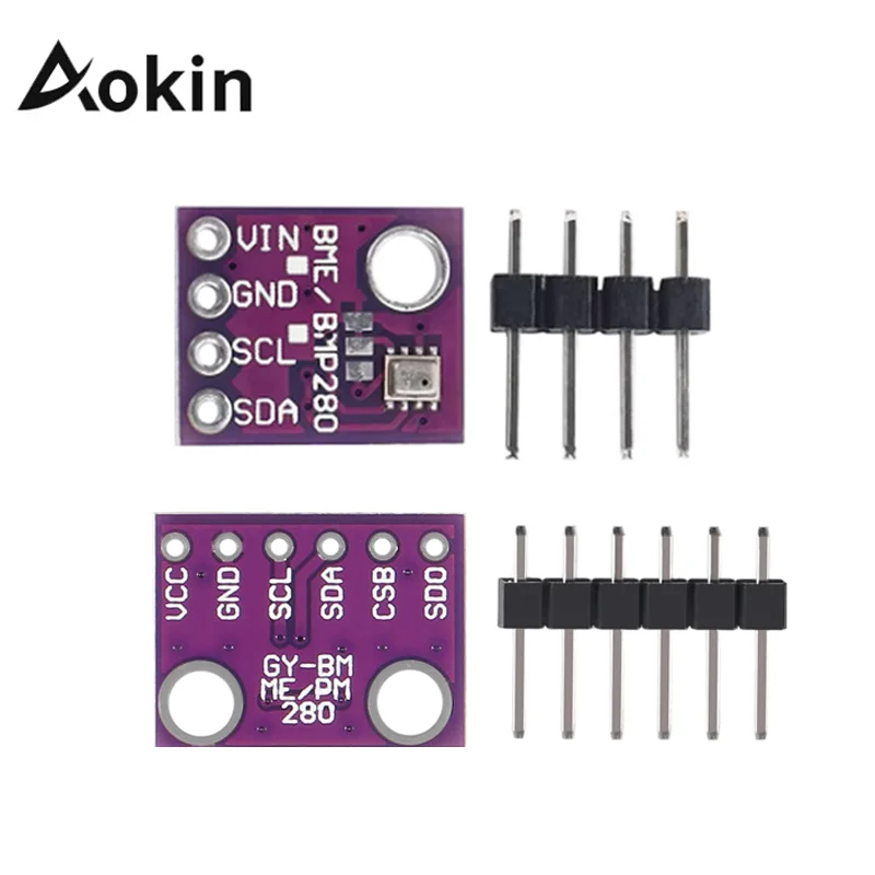digital barometric sensor module Aokin BME280 3.3V BMP280 5V Digital Barometric Altitude Sensor I2C/SPI High Accuracy Humidity Temperature Module