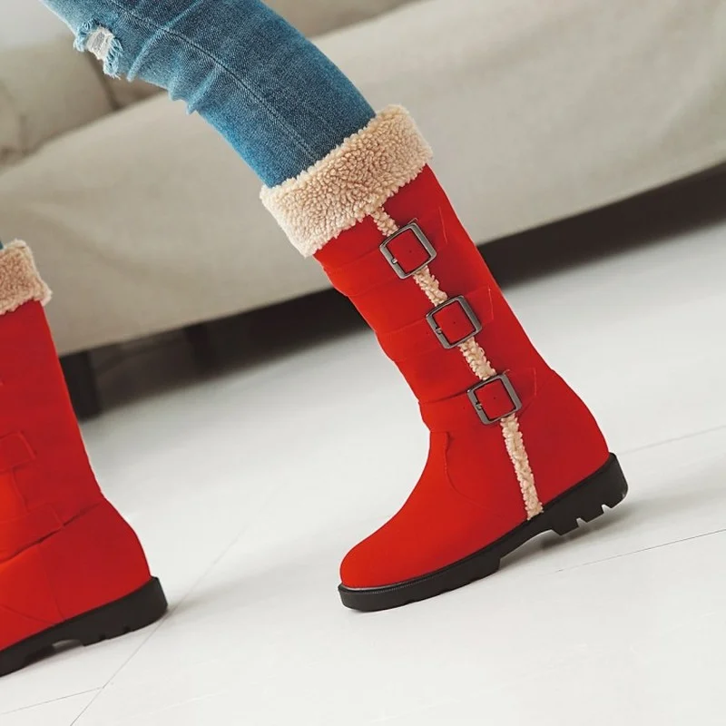 Women Winter Fur Warm Snow Boots Ladies Warm Wool Booties High Boot Comfortable Shoes Plus Size 34-43 Casual Women Mid Boots New