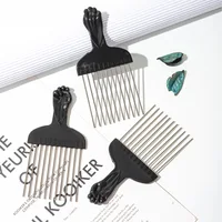 Peigne à cheveux en métal noir pour hommes, peigne de coiffure, brosse de teinture pour cheveux, choix africain, brosse à cheveux Afro, outils de coiffure 2