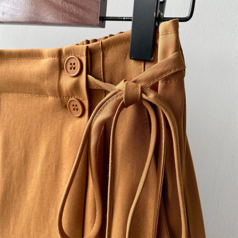 Summer Simplicity Fashion Short Sleeve Shorts 2023 Women's Clothing Lace Up Spliced Loose High Waist Solid Color Female Pants