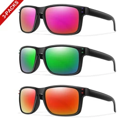Classic Square Polarized UV400 Sunglasses - Unisex Outdoor Sports Eyewear for Fishing, Cycling, and Hiking (3 - Pack) (R3 - 4 - 5)
