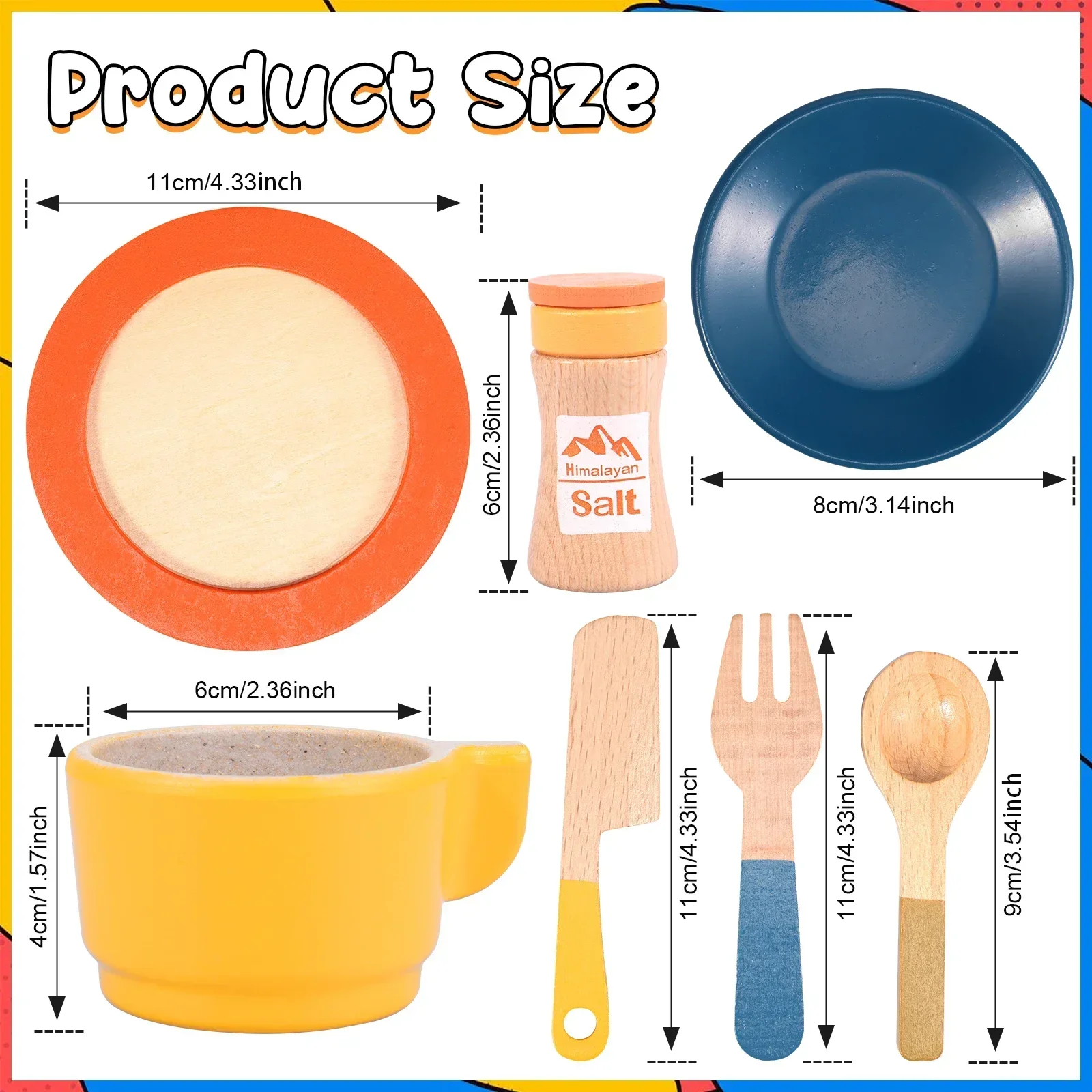 Pretend Play Wooden Kitchen Toys Set Toddler Educational Pretend Dish Toy Simulation Kitchen Toys Accessories for Kids Toddlers