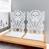White Skull Bookends Metal Craft Bookends Non-Slip Heavy Duty Bookends Gift for Book Lovers Desktop Office Supplies Iron Bookend 2