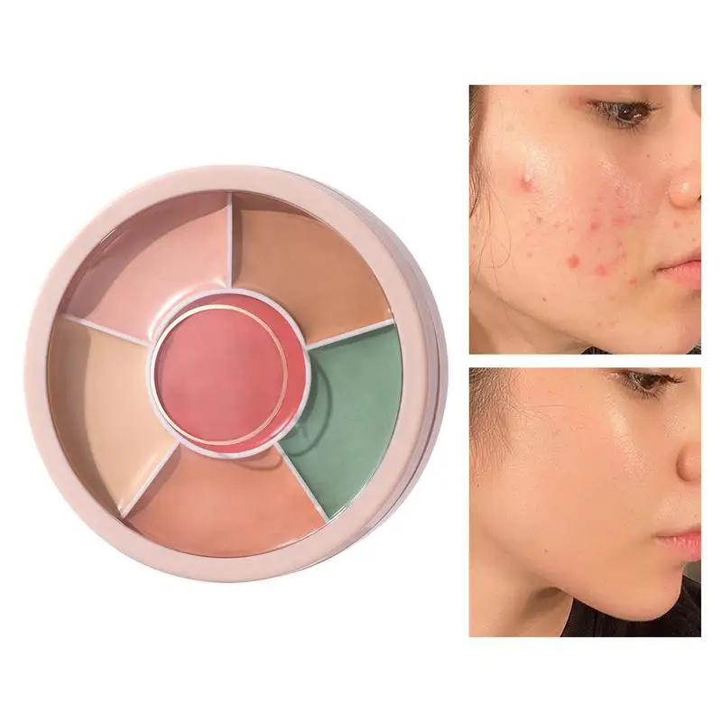 6 Colors Concealer Palette Moisturizing Full Coverage Acne Spot Dark Circles Concealer Cream Brightening Highlighter Face Makeup