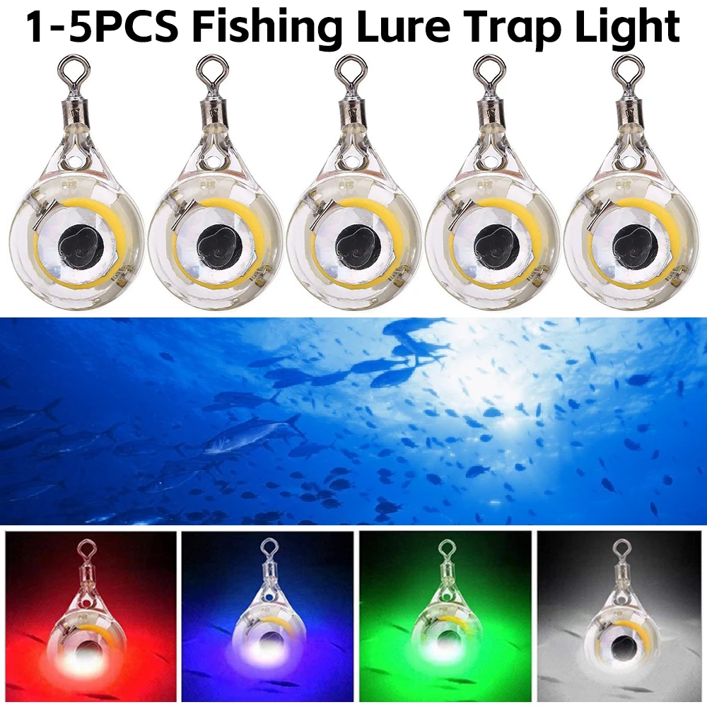 1/3/5pcs Colorful Fishing Lure Trap Light Led Deep Drop Underwater Eye
