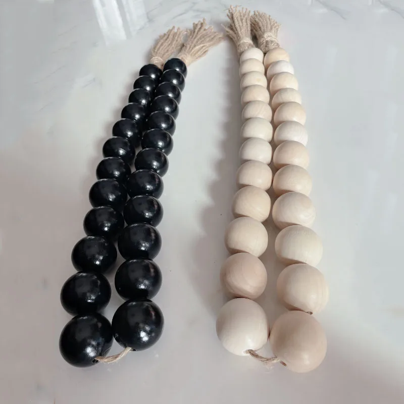4cm 큰 나무 구슬 갈 랜드 술 방 벽 매달려 장식 크리스마스 대형 농가 소박한 국가 자연 구슬 장식품