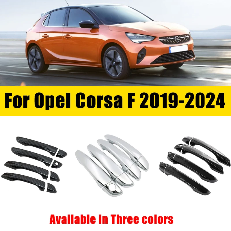 

Door Handle Cover Carbon Fiber Chrome For Opel Corsa F 2019-2024 2020 2021 2022 Stickers Anti-scratch Trim Set Car Accessories