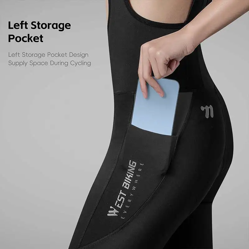 WEST BIKING Autumn Winter Cycling Pants Men Women High Elastic 3D Cutting Velvet Lining Bib Pants Comfortable Pad Windproof Pant
