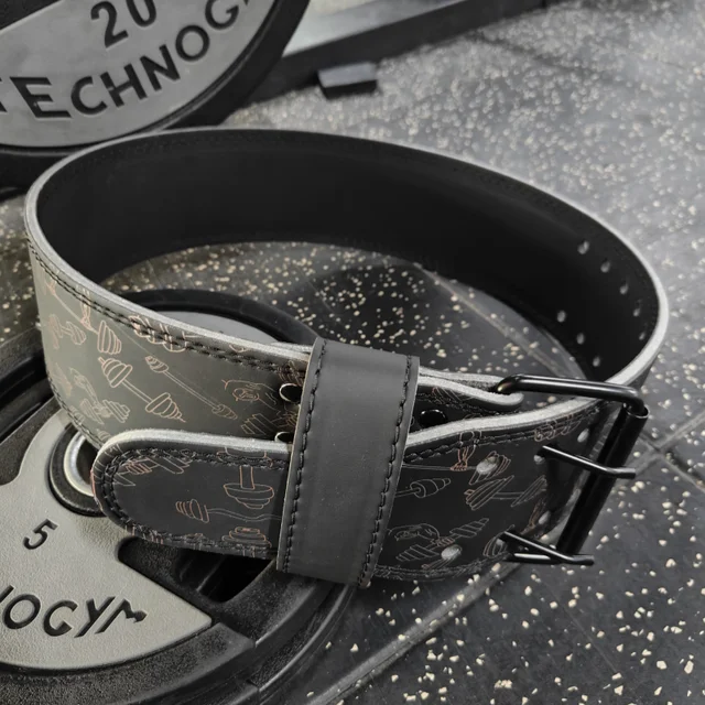 1 Pc Powerlifting Belt, Smooth PU Weightlifting Belt with No Pain No Gain & Power Bull, Gym Fitness Belt for Squat & Deadlift 4
