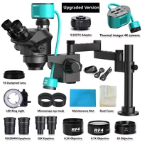 3.5-200X Simul-Focal Stereo Trinocular Microscope Set 4K 2K 1080P HDMI VGA USB TF Video Camera Clamp Folding Extension Type Base 2