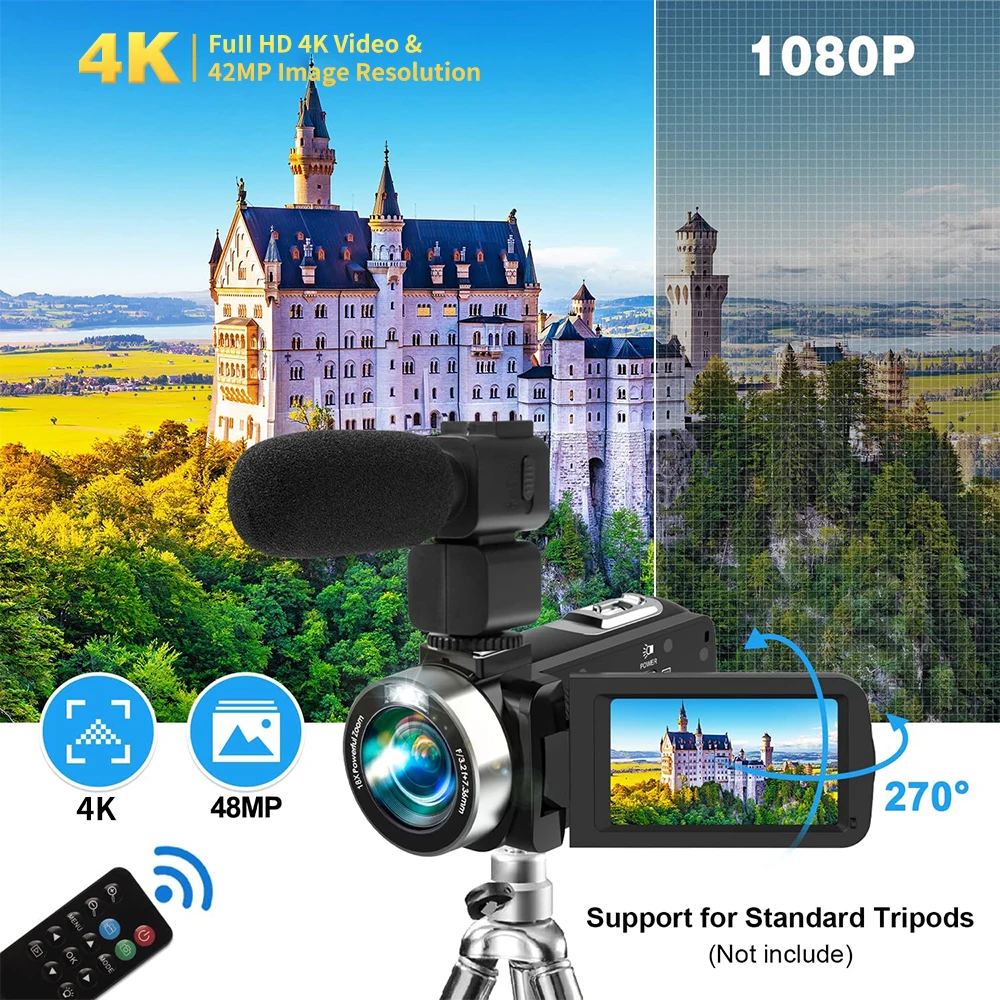 4K-Digitalkamera für Fotografie und 18-fachen Digitalzoom, 42-MP-WLAN-Webcam, kompakte Vlogging-Kamera, 3-Zoll-270°-Klappbildschirm-Recorder_voghion.com