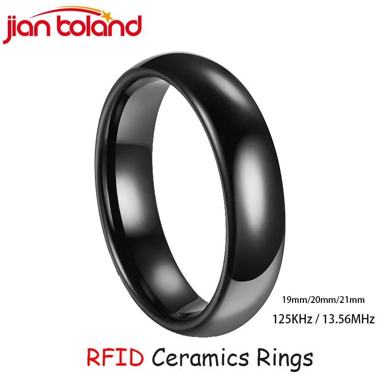 Hecere T5577 O Anillo Inteligente De Cerámica Negra Con Chip UID RFID Para Reescribir Con Dedo, 125KHZ/13.56MHZ, Para Hombre O Mujer (programado 125khz-17mm