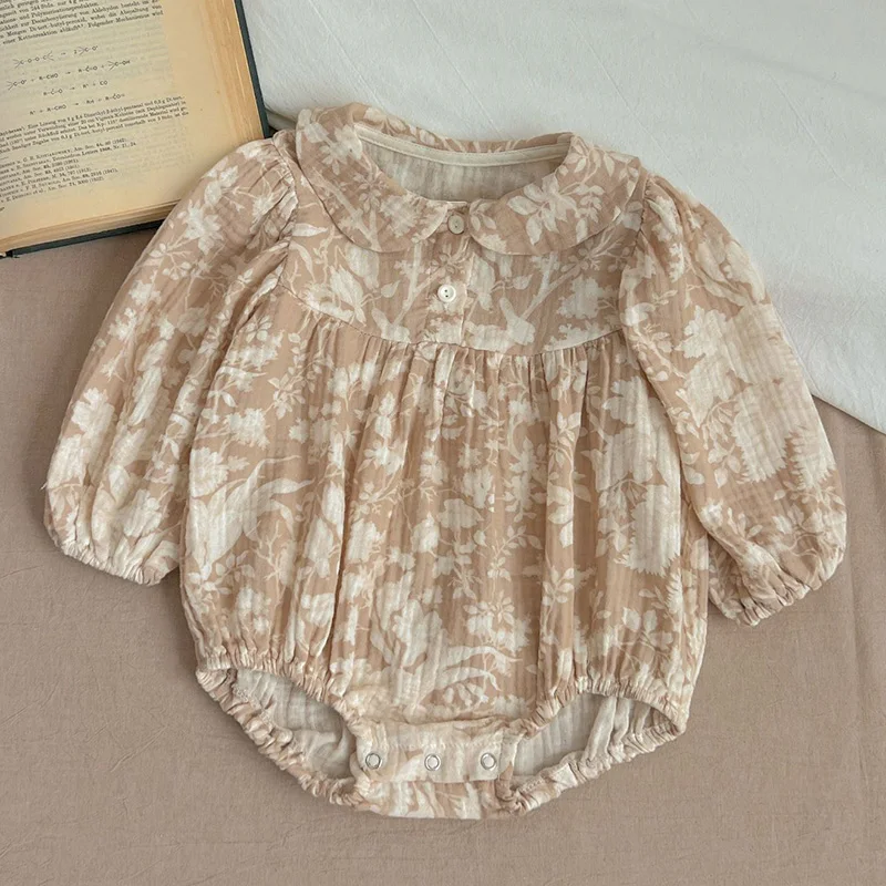 

Infant Baby Girls Long Sleeves Sweet Princess Jumpsuits Spring Newborn Kids Baby Girls Printing Children Rompers