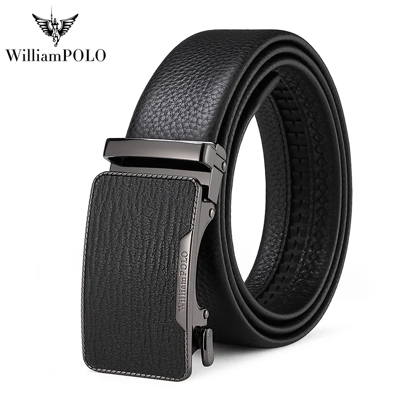 

WILLIAMPOLO Luxury Brand Belt Men Genuine Leather Metal Automatic Buckle Waistband Male Fashion Business Casual Pants Belt 22233