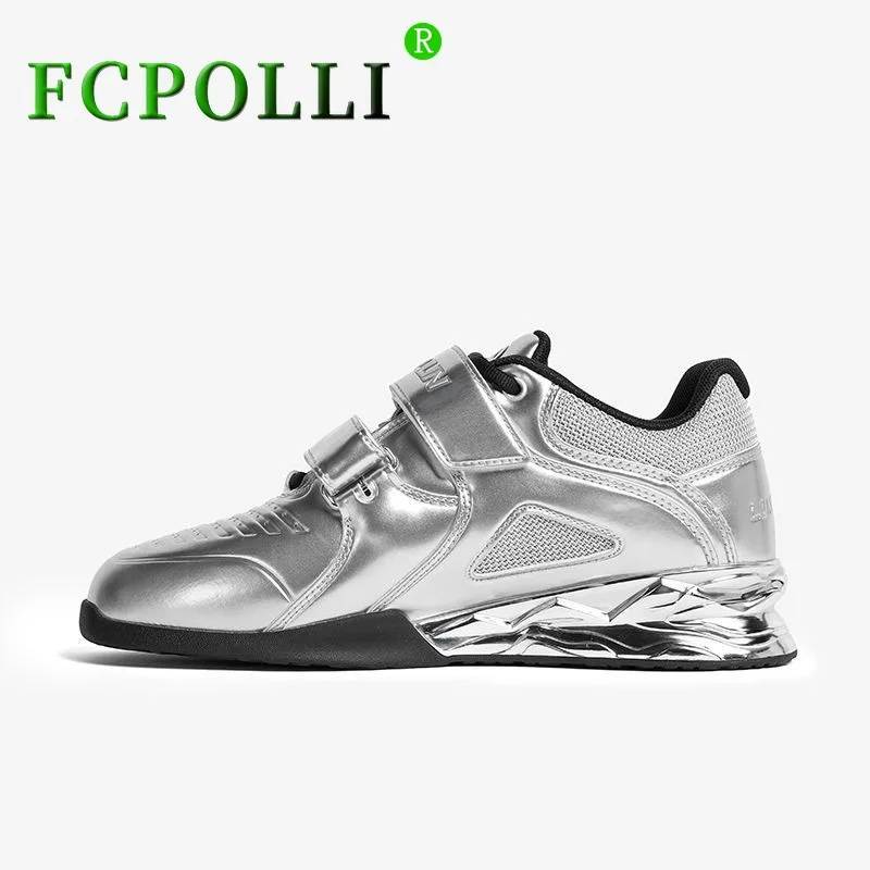Professional Weight Lifting Shoes Men Women Silver Leather Squat Shoes for Couples Designer Gym Shoes Mens Indoor Sports Shoe