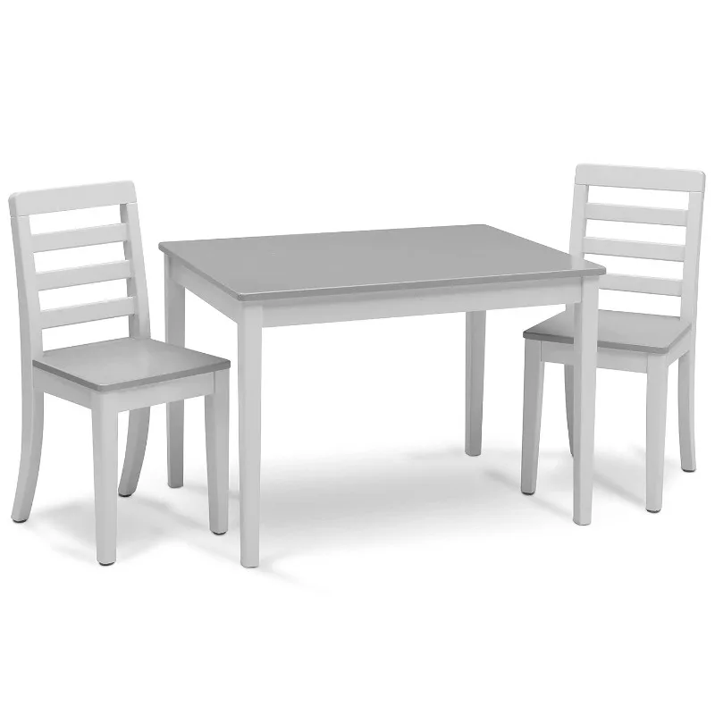 

Gateway Table and 2 Chairs Set - Greenguard Gold Certified, Bianca White/Grey