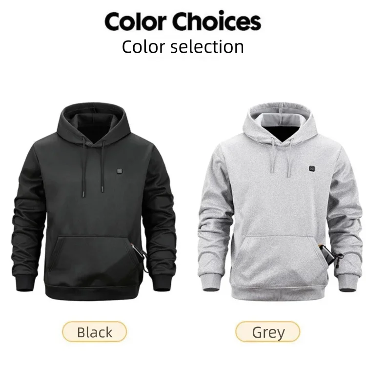 5-Zonen Beheizbare Kapuzenpullover für Herren, USB-beheizter Fleece-Sweatshirt, Unisex USB-Heiz-Sweatshirt, Outdoor-Sportbekleidung – Detail 11