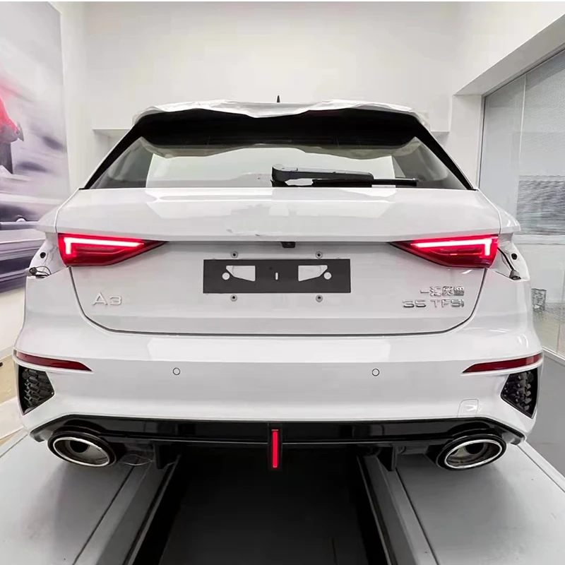 

S3 S-Line Haccback Sedan черный задний диффузор спойлер выхлопной светодиодный стоп светильник для Audi 2021 автомобильные аксессуары в стиле RS3
