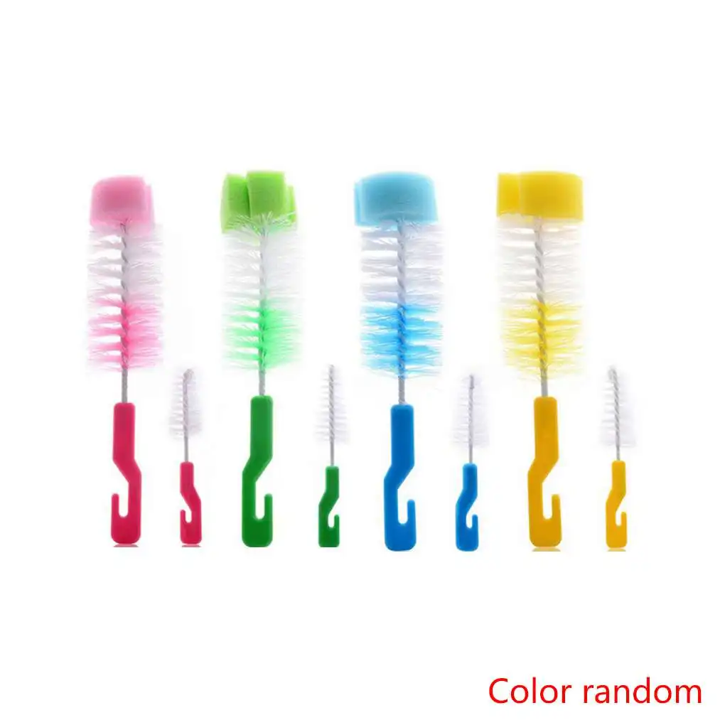 Baby Feeding Bottle Nipple Cleaning Brush Set Long Handle
