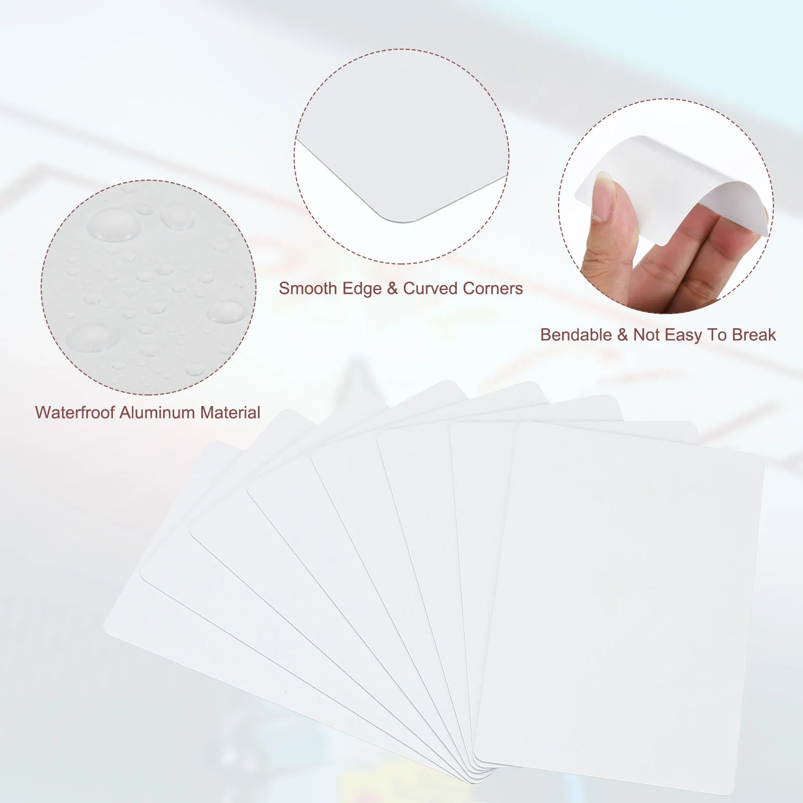 500Pcs White Sublimation Metal Business Cards Blank 0.22mm Thick 3.4x2.1 Inch Aluminum Printable Name Card for Custom DIY Print