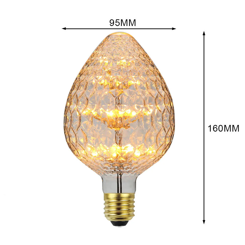 TIANFAN Vintage Led Bulb Starry Firework Edison Bulb 3W AC85-265V E27 Transparent Glass Warmth Glow Decorative Light Bulb