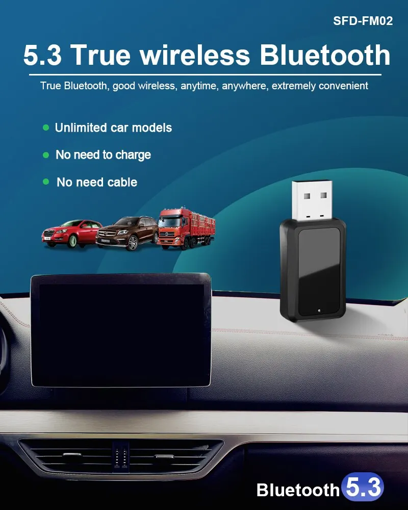 Car Bluetooth 5.3 Transmitter Receiver Handsfree Call Mini USB Power Car Kit Auto Stereo Wireless Audio Adapter For Fm Radio bluetooth adapter bluetooth audio receiver bluetooth transceiver adapter audio adapter bluetooth aux adaptor