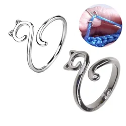 Crochet Wire Ring Cat Ears Thread Wrapped Rings Adjustable Knitting Loop Crochet Wire Ring Diy Knitting Accessories Ring