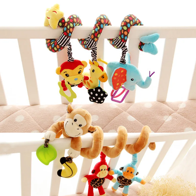 

Hot Baby Toys Animal Monkey Plush Rattle Crib Spiral Hanging Mobile Infant Newborn Stroller Bed Toy For Baby 0-12 Months Gift