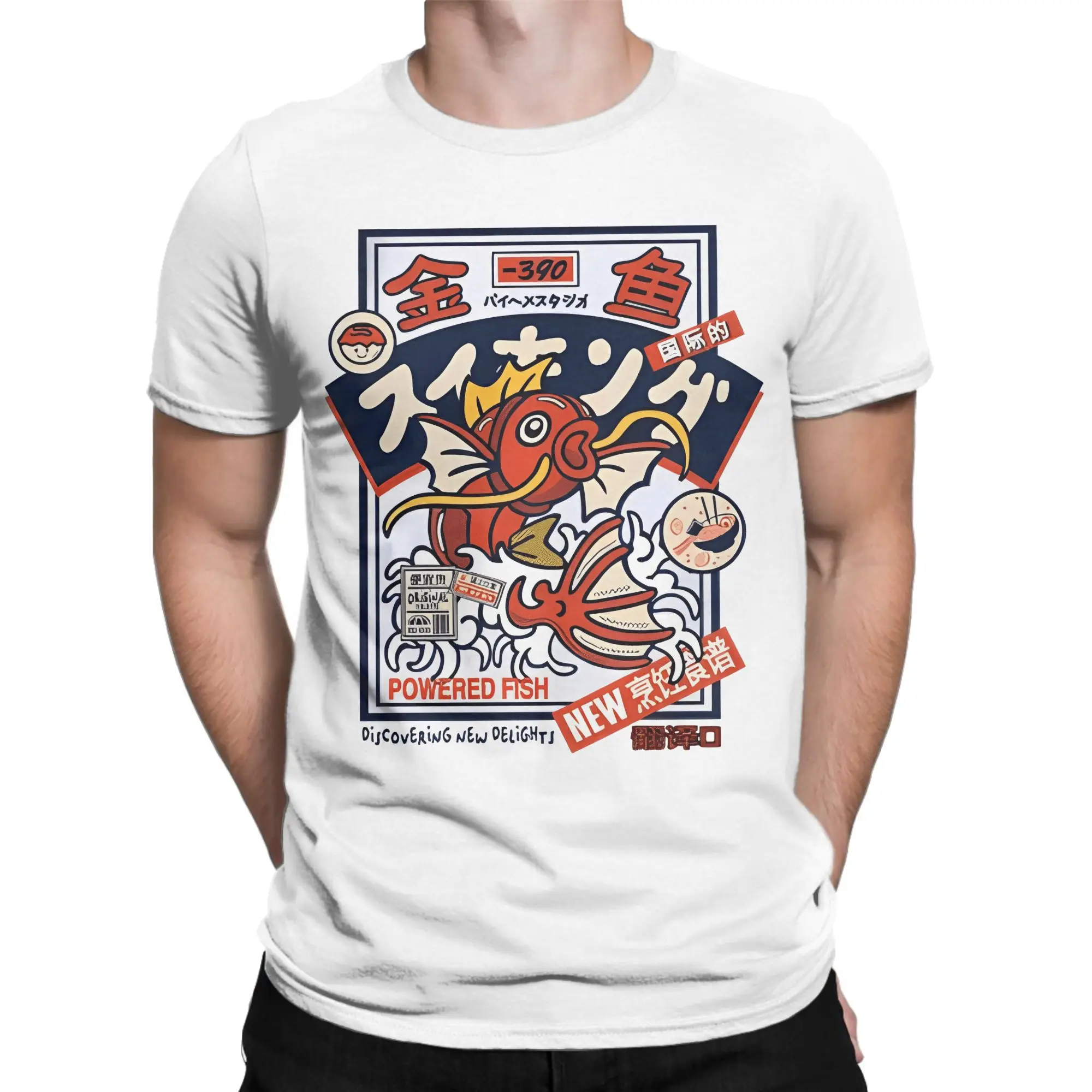 Rotes Koi-Baumwoll-T-Shirt für Erwachsene, Strand, japanischer Stil, Streetwear-T-Shirts, O-Ausschnitt, beliebte T-Shirts, Übergröße, günstige Tops