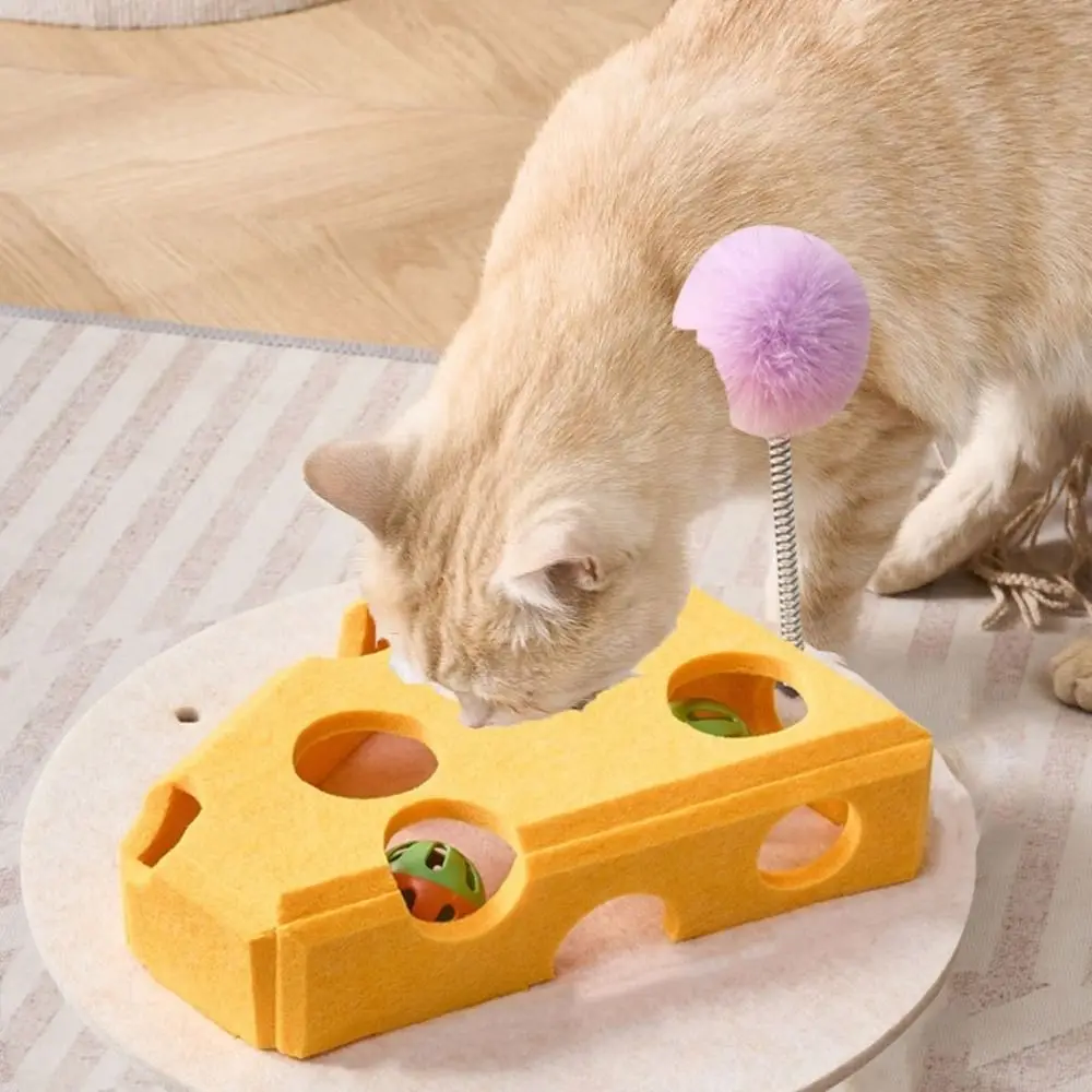 Felt Cat Puzzle Toy Interactive Scratch Resistant Cat Claw Grinding Toys with Ball Hollow Teasing Cat Box - PeticaDeals
