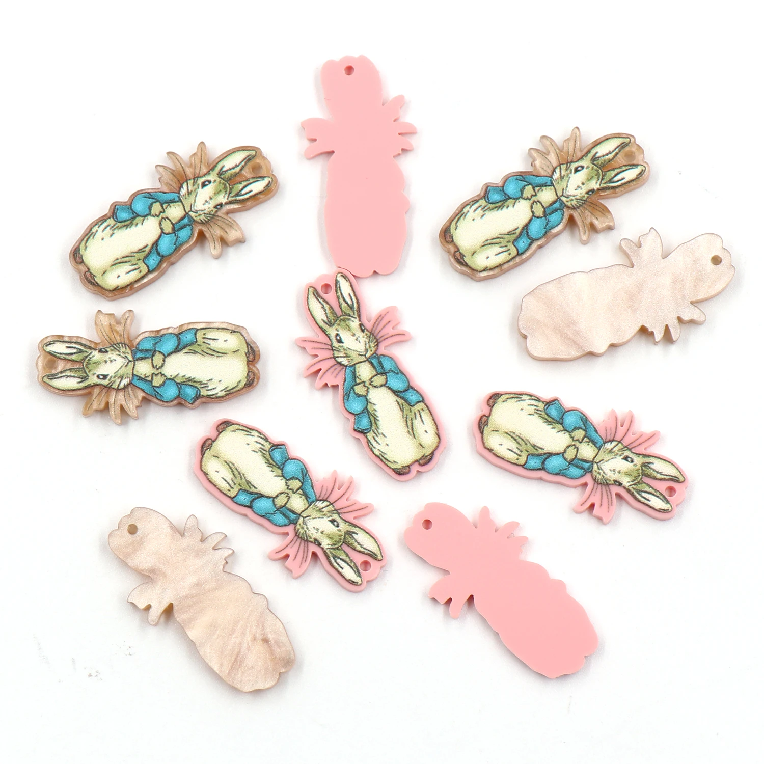 

Set of 10-29mm Hot sale CN Cartoon bunny Easter Holiday acrylic cut Printing Acrylic Findings