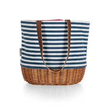 Durable Canvas Tote Bag with Willow Wicker Bottom Stylish Beach Picnic Basket Fully Lined Convenient Grocery Shopping Companion 5