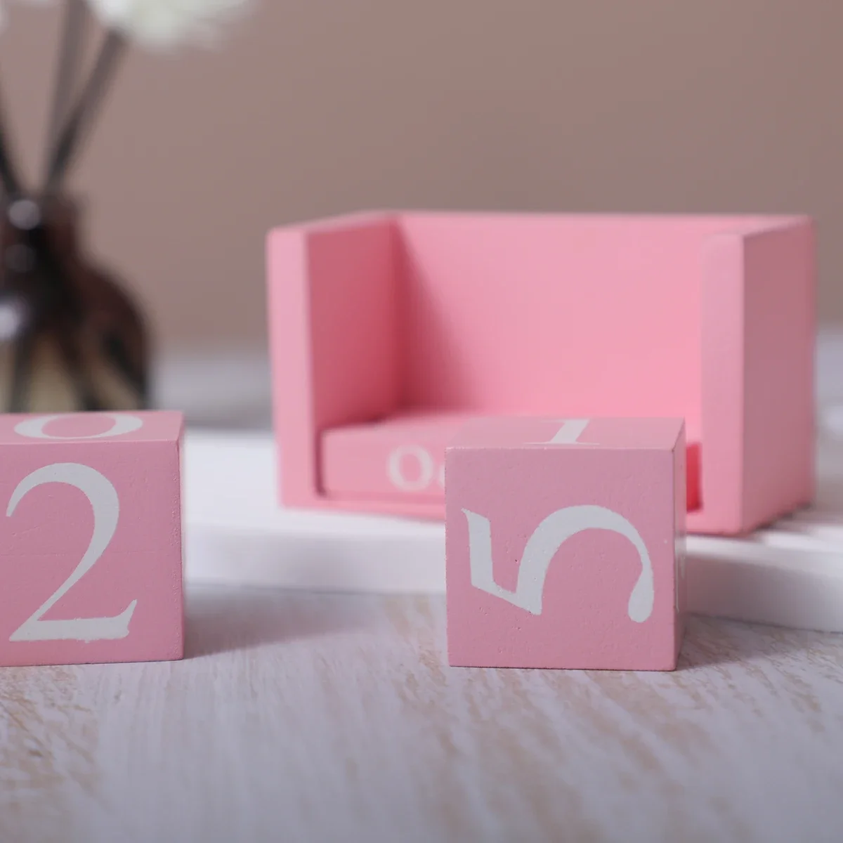 Vintage Wooden Perpetual Calendar Eternal Blocks Month Date Display Desktop Accessories Photography Props Home Office 1set（6pcs）