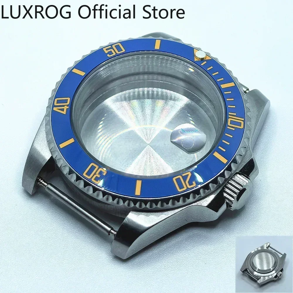 Stainless Steel 40MM Black Blue Ceramic Insert Watch Case