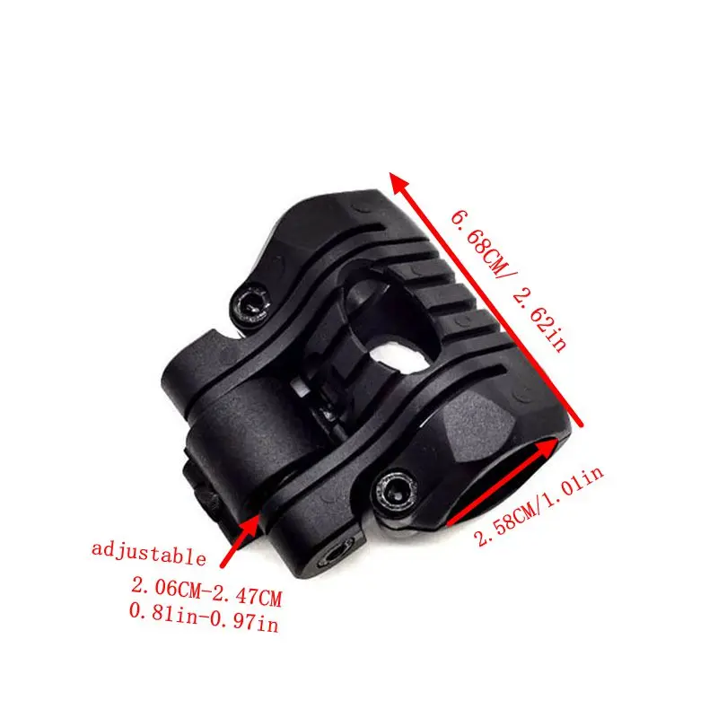 Durable 25mm flashlight clip with five-position adjustment securely holds helmet in place - perfect for fishing, camping and out