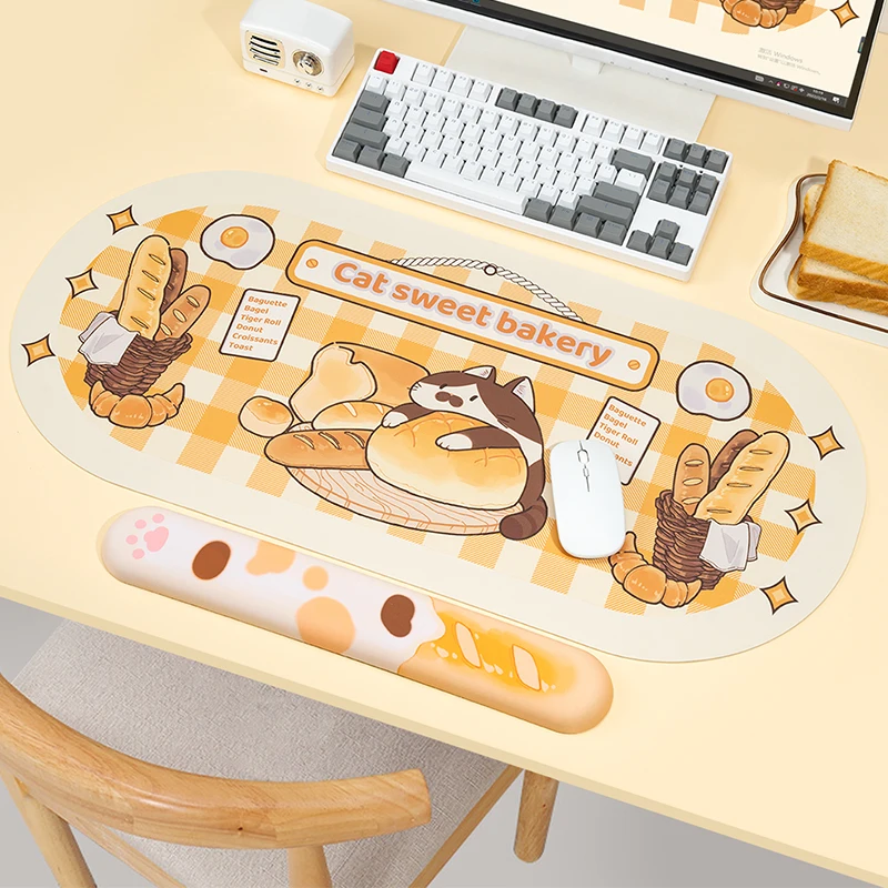 New Kawaii Large Mousepad Cute Cat Sweet Bakery Gaming Mouse Pad 750*355mm Rubber Office Table Fashion Laptop Notebook Desk Mat