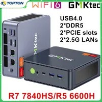 GMKtec Nucbox Mini Computer Gamer K6 M6 AMD Ryzen 7 7840HS R5 6600H USB4 2*DDR5 2*PCIE 2*2.5G NUC Desktop PC Windows 11 WiFi6E 1