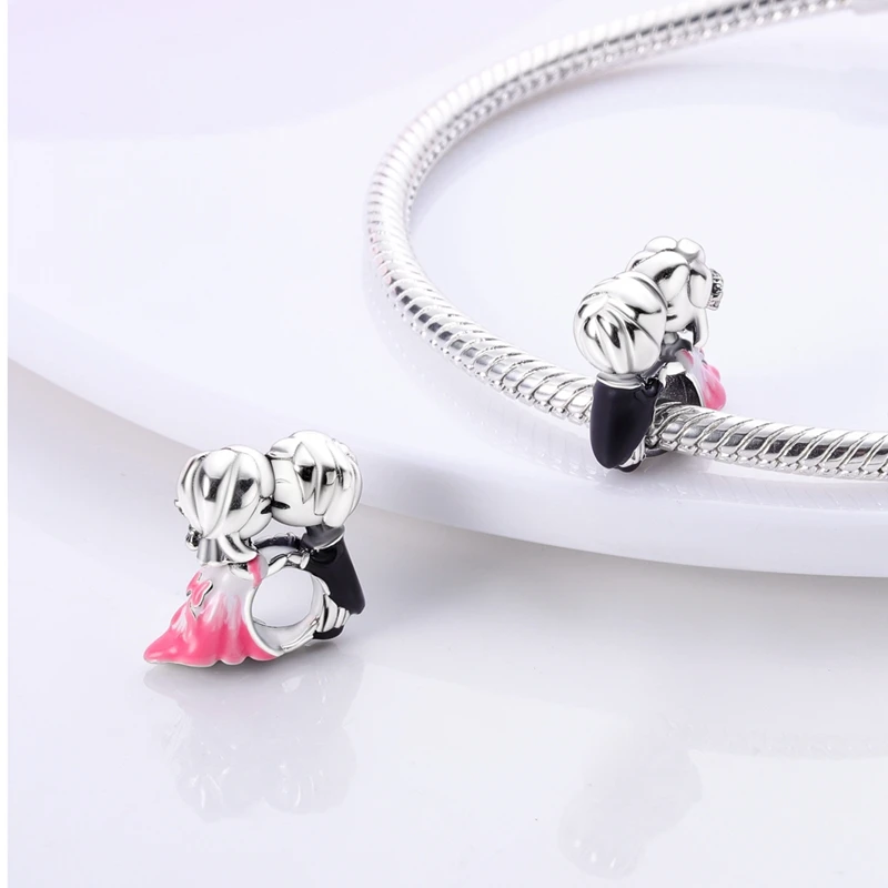 BISAER 925 Sterling Silver Fede Cuore Bibbia Fascino Perlina Iris Croce Ciondolo Per Le Donne FAI DA TE Collana Del Braccialetto Gioielleria Raffinata ECC2676  36