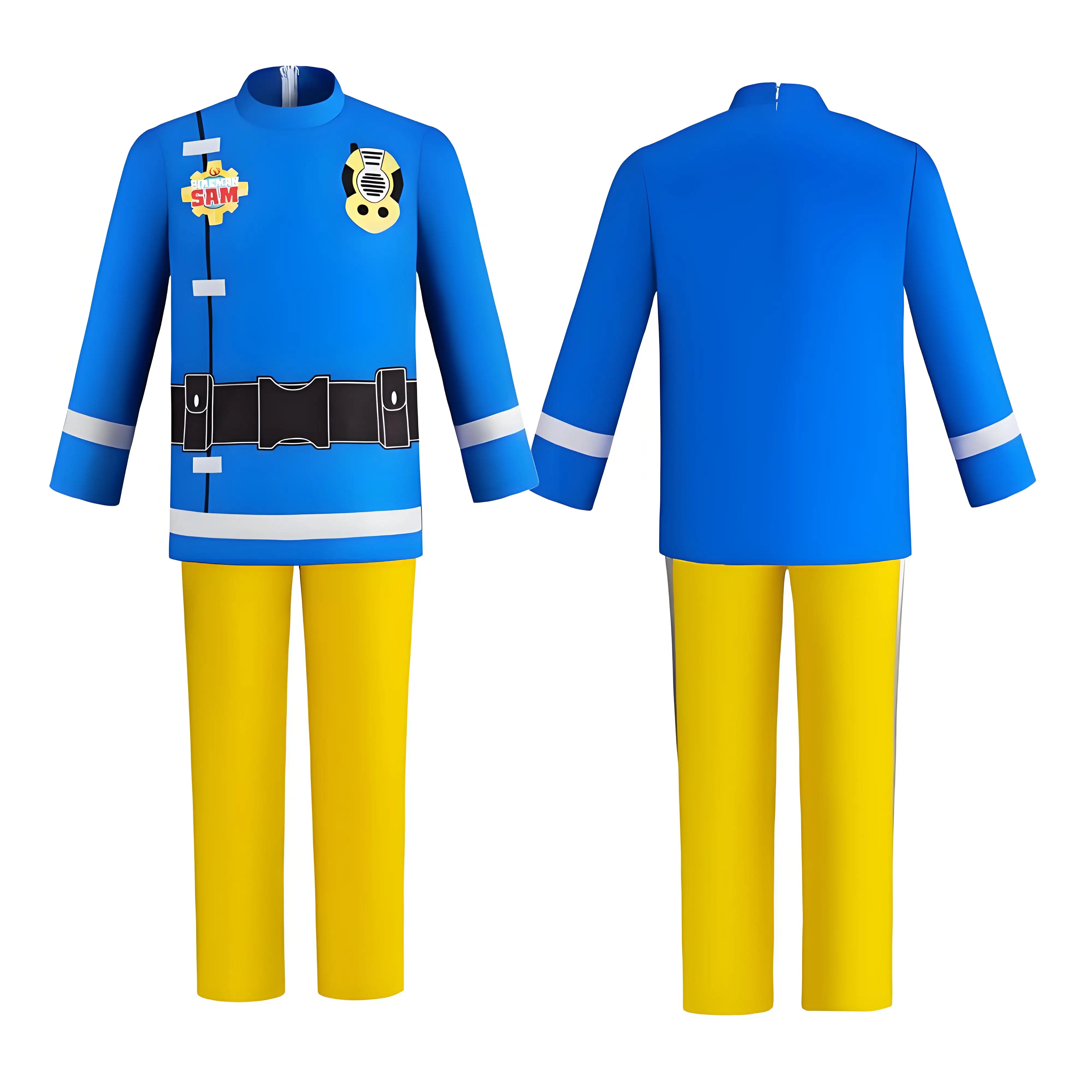 Anime Fireman Sam Rescue Firefighter Costumes Uniforms Adult Rescue Play Performances Dress Up Halloween Carnival Party Clothing