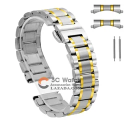Premium Stainless Steel Watch Strap - Versatile Metal Wristband in Multiple Widths - 22mm (Silver Gold)