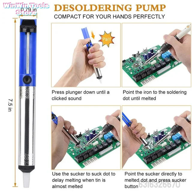 Kit saldatore 220V 60W Temperatura regolabile Set di strumenti 15 in 1 con saldatore Spina UE 4