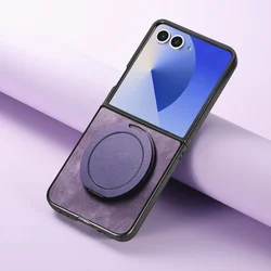 Rotating Magnetic Ring Kickstand Phone Case - 360° Full - Body Protection Cover - Galaxy Z Flip7 FE (PURPLE)