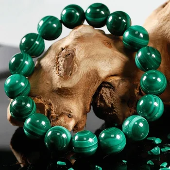 6/8/10mm Natural Malachite Bracelets Women Men Natural Stone Beads Bracelet Round Diabetes Relief Bracelet Healing Jewelry