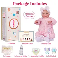 17-Inch Reborn Baby Doll Sunny – Lifelike Realistic Soft Vinyl Poseable Newborn with Smiling Face & Accessories, Gift for Kids A 5