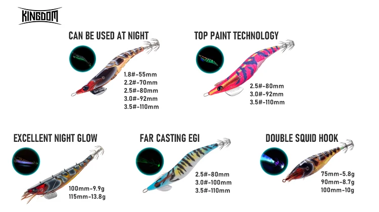 Kingdom EGIKING Sea Suspending 5,8 g 8,7 g 10 g Tintenfisch Jigs Künstlicher Tintenfisch Haken Jigging Köder Meeresangeln Tintenfisch EGI Luminous – Detail 1