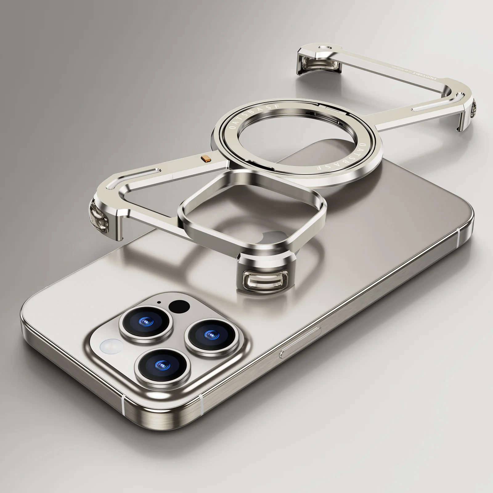 Lüks Alüminyum Alaşımlı Çerçeve 360° Dönme Şekli Metal Tutucu Telefon Kılıfı - SKYCASE