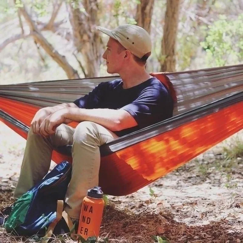 Single Person Portable Outdoor Camping Hammock With Nylon Color Matching Hammock High Strength Parachute Fabric Hanging Bed 2