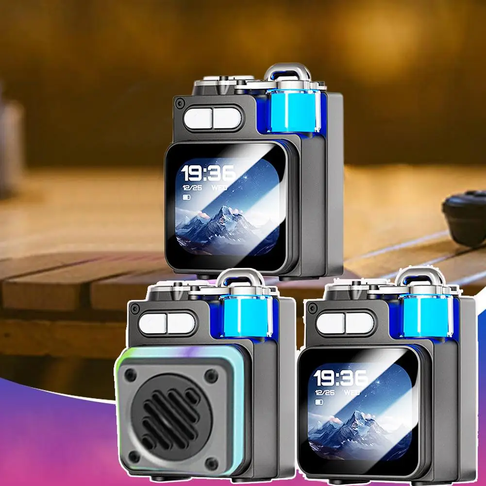 LED Display Screen Wireless Bluetooth Speaker Mechanical Speaker With RGB Desktop Subwoofer Support Calendar Clock New