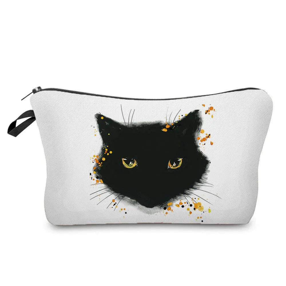 

Cute Cat Print Makeup Bag Canvas Women's Practical Toiletry Bag Reusable Storage Bag Travel Essentials Make Up Organizer Bag
