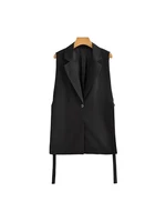 Women Fashion With Taps Side Vents Waistcoat Vintage Sleeveless Front Button Female Outerwear Chic Vest Tops - Image 5